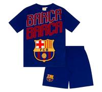 FC Barcelona Officiel - Ensemble de Pyjama Court thème Football - garçon - Bleu réflexe - 6-7 Ans