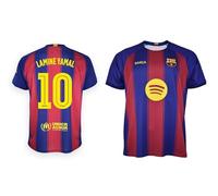 FC Barcelone T-shirt Lamine Yamal 25/26 Réplique officielle du stade avec nom et dos du Barça, Rouge/bleu, M