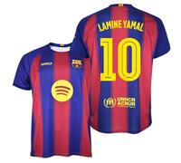 FC Barcelone T-shirt Lamine Yamal 25/26 Réplique officielle du stade avec nom et dos du Barça, Rouge/bleu, S
