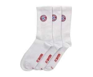 FC Bayern München Crew Socks Lot de 3 paires de chaussettes, Blanc., 35-38