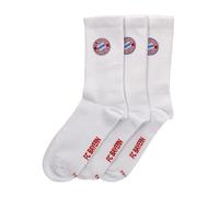 FC Bayern München Crew Socks Lot de 3 paires de chaussettes, Blanc., 43-46