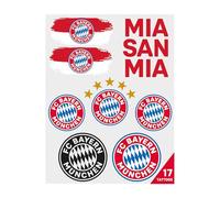 FC Bayern München Lot de 2 feuilles de tatouages de 17 tatouages multicolores pour la peau 12,5 x 9,5 cm Article de fan pour enfants et adultes
