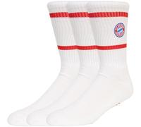 FC Bayern München Lot de 3 paires de chaussettes avec logo à rayures, Blanc., 43-46