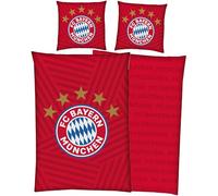 FC Bayern München Parure de lit réversible Champions Glow in The Dark 135 x 200 + 80 x 80 cm 100 % coton linon Football FCB Allianz Arena Rekord-Meister Mia san Mia