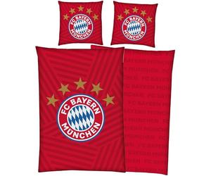 FC Bayern München Parure de lit réversible Champions Glow in The Dark 135 x 200 + 80 x 80 cm 100 % coton linon Football FCB Allianz Arena Rekord-Meister Mia san Mia