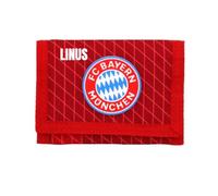 FC Bayern München Portefeuille pour enfant personnalisé - Article officiel avec nom - Rouge - Pour les fans de football du FCB