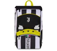 Seven Juventus Sac à dos double compartiment extensible, blanc et noir, grande capacité, dossier préformé, enfant, école primaire, football, Noir, Taglia unica, Décontracté