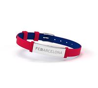 FCB Bracelet officiel réglable en silicone et acier inoxydable au couleur du Football Club Barcelona