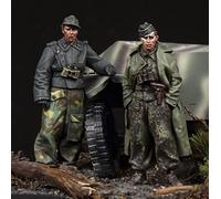 FCBEL 1/35 WWII German Armored Scout Mini Kit Resin Soldier Die-cast Model, (2 personnes, pas de voiture) Mini Kit non assemblé et non peint // L2952V