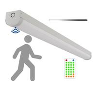FCC Bande linéaire LED à trois niveaux avec détecteur de mouvement et télécommande, 2 W sélectionnable, 20 W/40 W, 2500 lm/5000 lm, 5000 K, 100-277 V, IP20, intensité variable, 1,2 m