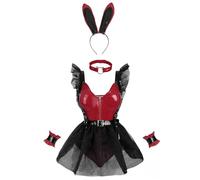 FCCAM Costume de lapin pour femmes Bunnygirl Senpai Cosplay avec oreilles de lapin, M
