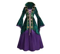 FCCAM Costume de sorcière pour femme - Hocus Pocus Winifred Sanderson - Costume d'Halloween - Robe médiévale - Taille XL