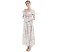 FCCAM Longue robe empire de bal de style vintage et victorien, inspirée de Jane Austen au temps de la régence anglaise, avec gants inclus, pour femme, M