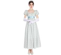 FCCAM Longue robe empire de bal de style vintage et victorien, inspirée de Jane Austen au temps de la régence anglaise, avec gants inclus, pour femme, L