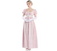 FCCAM Longue robe empire de bal de style vintage et victorien, inspirée de Jane Austen au temps de la régence anglaise, avec gants inclus, pour femme, M