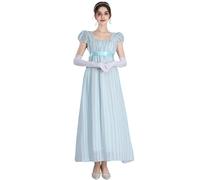 FCCAM Longue robe empire de bal de style vintage et victorien, inspirée de Jane Austen au temps de la régence anglaise, avec gants inclus, pour femme, XL