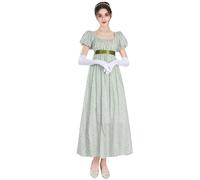 FCCAM Longue robe empire de bal de style vintage et victorien, inspirée de Jane Austen au temps de la régence anglaise, avec gants inclus, pour femme, XXL