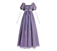FCCAM Regency Robe pour femme - Taille empire et manches bouffantes - Robe victorienne Jane Austen - Robe de bal et de soirée - Violet, Violet, S