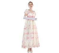 FCCAM Robe pour femme Regency Jane Austen longue Vintage Robe de bal victorienne, avec gants, style empire, L
