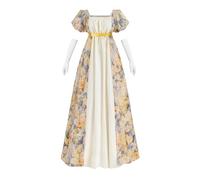 FCCAM Robe pour femme Regency - Robe victorienne Jane Austen - Robe longue vintage - Robe de bal avec gants - Taille empire, XL