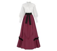 FCCAM Robe victorienne médiévale pour femme - Robe du 19ème siècle - Costume médiéval pour femme - Taille S