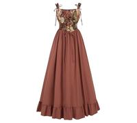 FCCAM Robe victorienne rococo pour femme, robe longue corset, marron, taille M