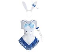 FCCAM Sailor Costume de lapin Tsukino Usagi pour femme - Costume de cosplay - Tenue de marin avec oreilles et bas - Tenue d'Halloween et de carnaval - Taille M