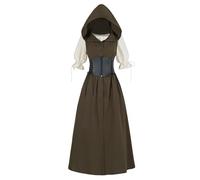 FCCAM Tauriel costume gothique pour femme - Médiéval - Viking - Robin des Bois - Magicien - Guerrier - Sorcière - Taille M