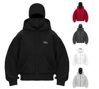 Fccrian Cagoule à capuche en polaire à double capuche zippée pour femme Y2K confortable et résistant au vent avec fermeture éclair intégrale pour entraînement de danse, gym, club de sport, veste de