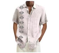 Fccrian Chemise hawaïenne à fleurs pour homme - Chemise de plage boutonnée à manches courtes Aloha - Chemise de plage imprimée décontractée, blanc, 6XL