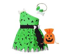 Fccrian Costume d'homme des cavernes pour petites filles - Robe historique en tulle pour fille - Robe d'Halloween en tulle pour future maman (vert, 2 à 3 ans)