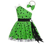 Fccrian Costume d'homme des cavernes pour petites filles - Robe historique en tulle pour fille - Robe en tulle - Longueur au sol - Robe de bouquetière en tulle (vert, 12 à 18 mois)