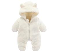 Fccrian Grenouillère d'hiver pour bébé fille et garçon - Combinaison nouveau-né - Barboteuse - Manteau à capuche - Juste une personne pour vous - Body pour bébé fille (blanc, 3 à 6 mois)