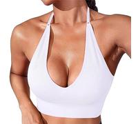Fccrian Haut bandeau rembourré pour femme - Couleur unie - Ceinture fine - Élastique - Décontracté - Sous-vêtements de yoga - Pour femme, Blanc., M