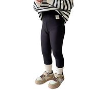 Fccrian Legging tricoté en coton épais et chaud pour bébé fille - Pantalon extensible - Longueur cheville - Pour l'hiver - 5 ans - Noir - 18 à 24 mois