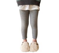 Fccrian Pantalon Bébé Fille en Coton Épais Doublé Chaud avec Jambes de Legging Tricotées Extensibles Basique Longueur Cheville Neuvième Collant pour Hiver Lot de 5 (Gris, 18-24 Mois)