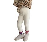 Fccrian Pantalon Bébé Fille en Coton Épais Doublé Chaud Legging Tricoté Bas de Neuvième Longueur Pantyhose Extensible Basique pour Filles 5t Ensemble de Survêtement (Beige, 2-3 Ans)