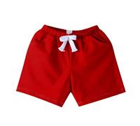 Fccrian Short de sport en coton coloré pour enfants - Printemps - Été - Taille élastique - Confortable - Décontracté - Étudiant - Jardin d'enfants - Short de bain pour filles (rouge, 6-7 ans)