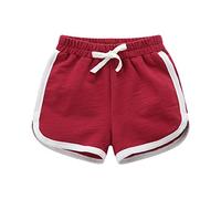 Fccrian Short pour bébé fille et garçon en coton actif athlétique course à pied dormir pour tout-petits enfants grandes filles garçons été plage sports shorts pour filles juniors filles (rouge, 7-8