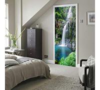 FCFLXJ 3D Stickers Porte Poster Nature Cascade 77x200cm Murale de Porte Papier Peint Porte Trompe l'oeil pour Salon Chambre Décoration De La Maison Stickers Muraux Imperméable Stickers Amovibles