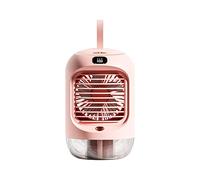 FCfpxwtz Ventilateur de bureau portable, Ventilateur refroidisseur Portable rechargeable de 3600mAh, avec pulvérisation brume, veilleuse multicolore(Pink 3600mah)