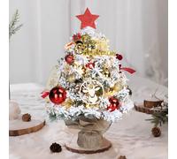 FCH 40cm Mini Arbre de Noël artificiel avec éclairage LED et décoration de Noël DIY, Arbre de Noël de table