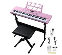 FCH 61 touches E Keyboard，Piano électronique, ensemble de piano numérique,Support de clavier, banc de clavier ，Rosa