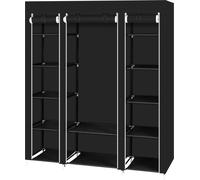 FCH Armoire en tissu avec tringle à vêtements, 150 x 45 x 175 cm noir