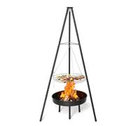 FCH Barbecue tripode noir 68 x 68 x 155CM ,BBQ Barbecue pivotant en acier inoxydable avec cuve à feu - Barbecue pivotant tripode au charbon de bois pour le camping et le jardin