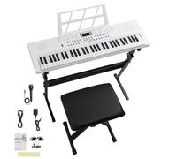 FCH E-Keyboard 61 touches,Ensemble clavier, tabouret de piano, support,Clavier électrique à touches lumineuses,Piano numérique set,Piano
