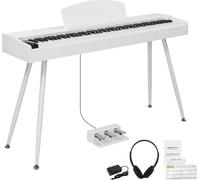 FCH E-Piano 88 touches pondérées,Piano électrique numérique E-Piano avec support, triple pédale, USB-MIDI et casque, blanc