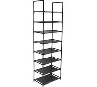 FCH Étagère à chaussures à 8 étages, étagère à chaussures ouverte, étagère à chaussures en non-tissé, peut contenir 16 paires de chaussures, 45,8 x 30,5 x 149 cm, noir