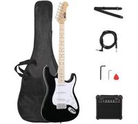 FCH Pack Basse électrique Noir et Blanc - Guitare électrique Kit Complet Amplificateur de 20 W