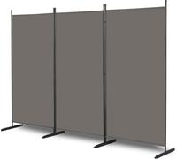 FCH Paravent 3 pièces, Cloison pliable 260 x 180cm avec pieds en plastique, Gris